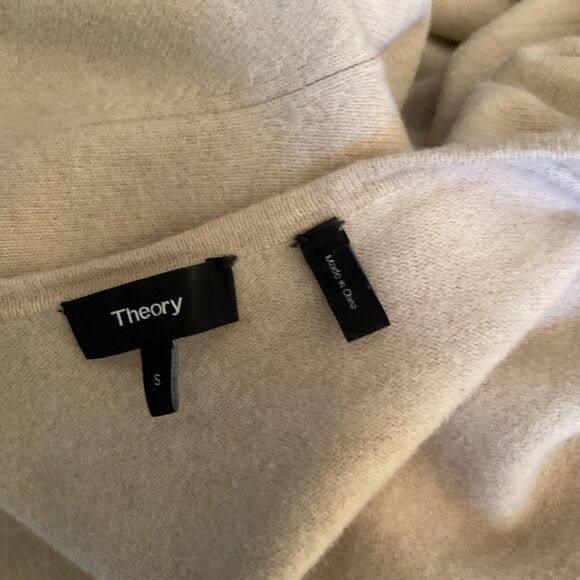 Theory Cardigan Sweater Women's S Camel Open Front Wool Blend - Picture 9 of 11